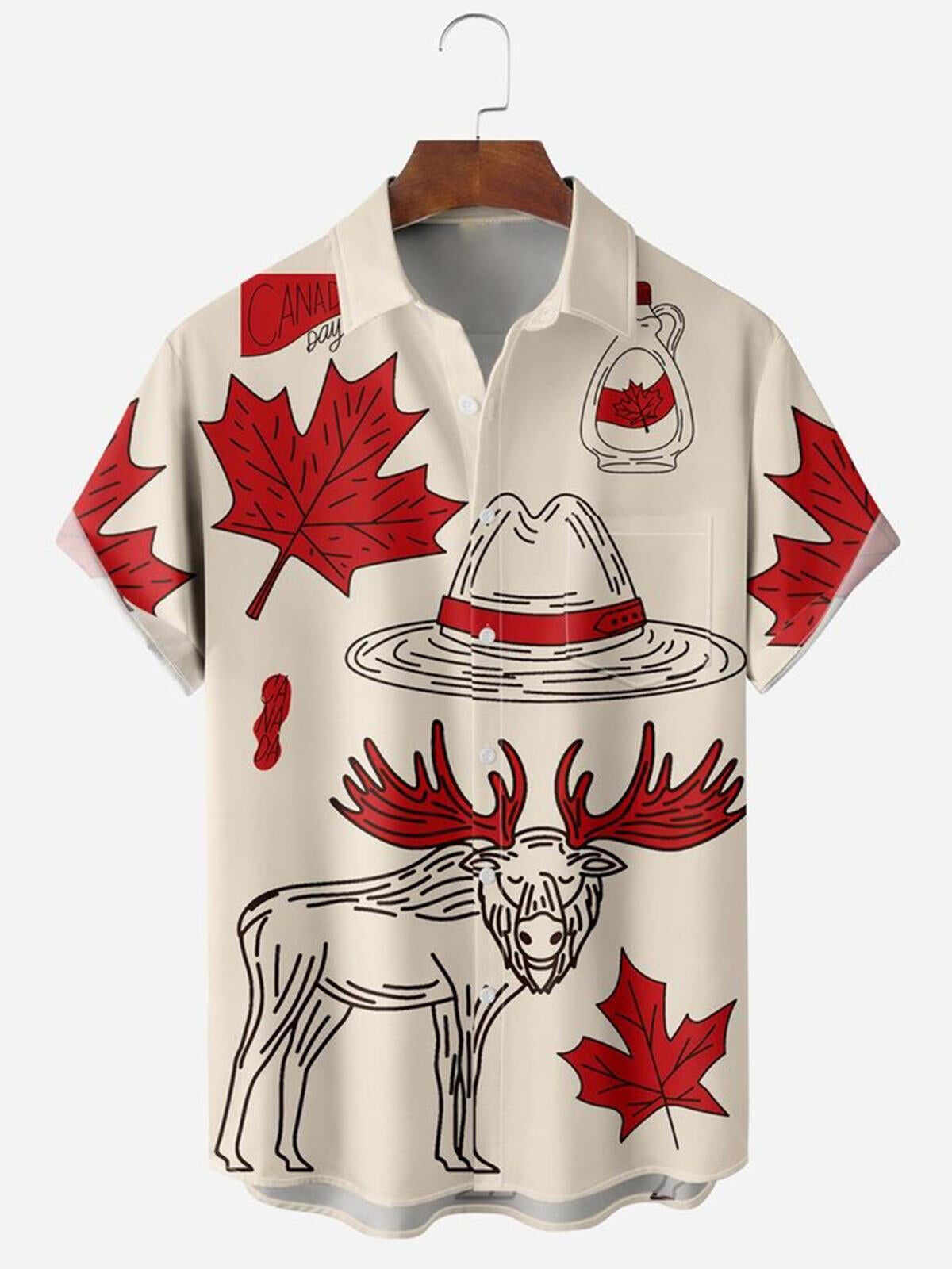 Canada Day Maple Leaf Men's Shirts With Pocket