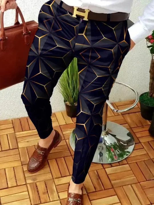 Casual Retro Printed Men's Suit Pants