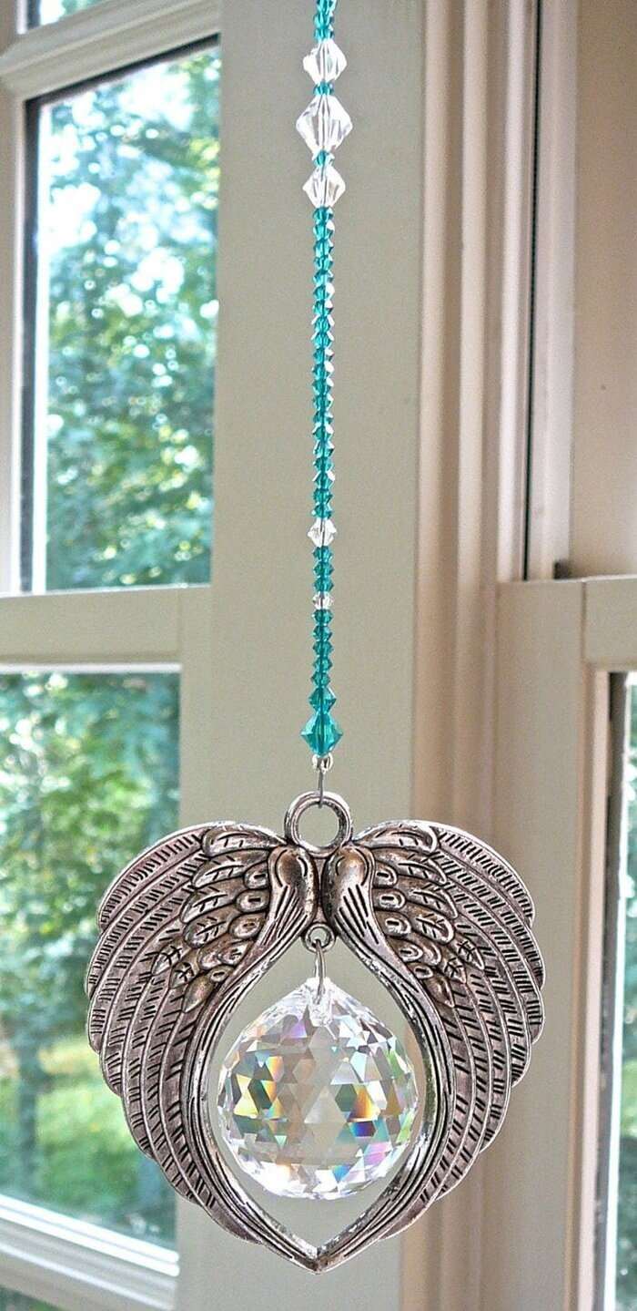 ANGEL WINGS  Crystal and Pewter Wings Suncatcher