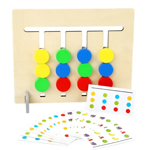 (🔥Last Day Promotion- SAVE 50% OFF)Wooden Sliding Four-Color & Shape Puzzle(BUY 2 GET FREE SHIPPING)