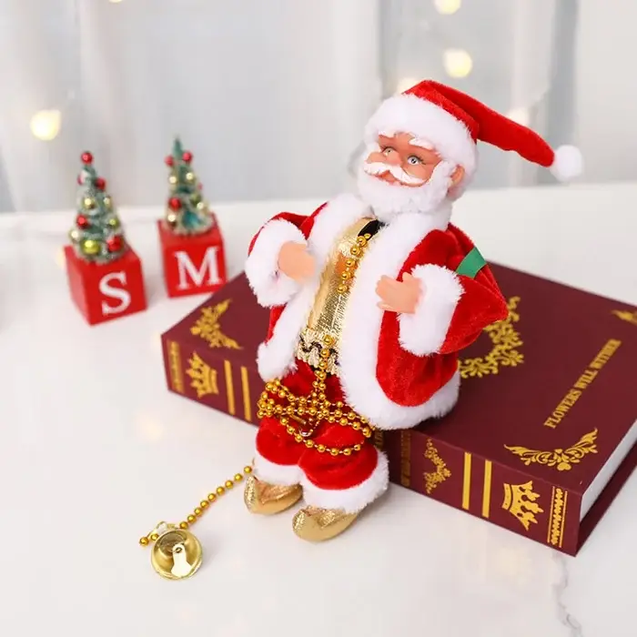 (🔥2023 BEST GIFT TO FAMILY🔥)Electric Chimney Climbing Santa Claus Musical Toys