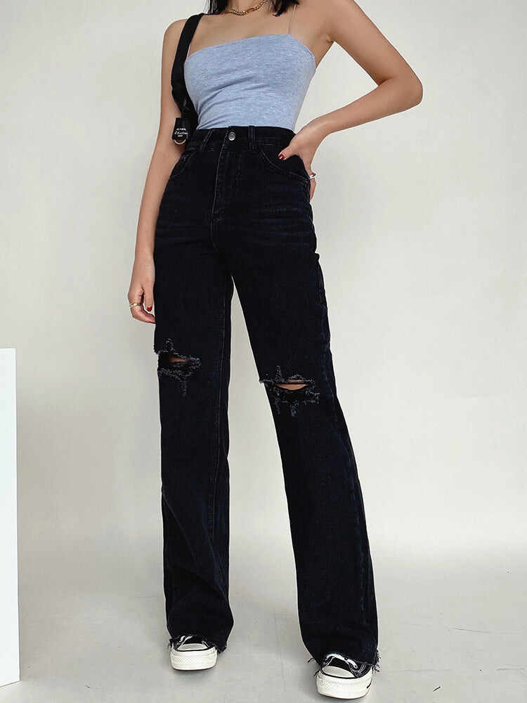 Ripped Wide-leg Jeans