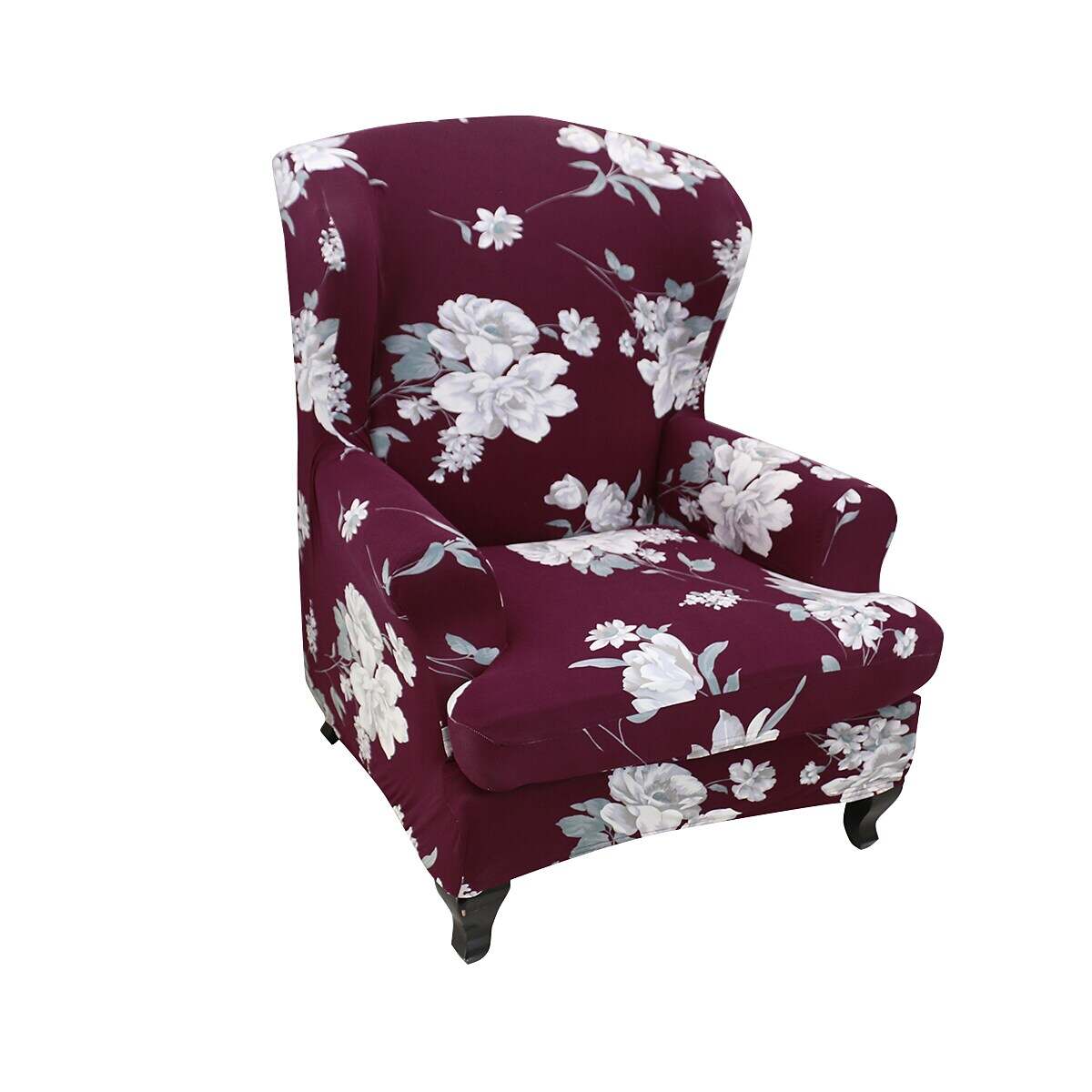 Stretch Wingback Chair Cover Boho/Flower Pattern