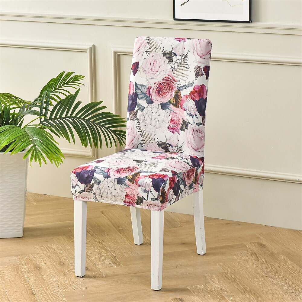 Stretch Spandex Dining Chair Cover Plants/Flower Pattern