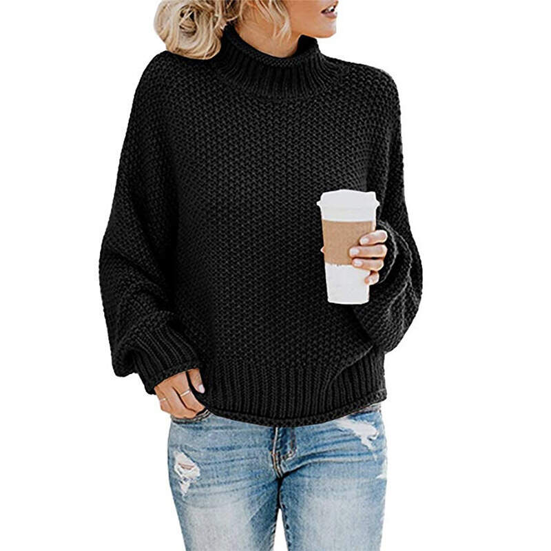 Women's Knitted Solid Color Long Sleeve Comfortable Casual Sweater