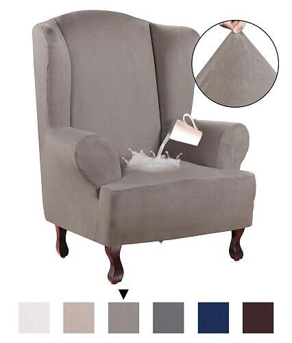 Water Repellent Stretch Wingback Chair Cover