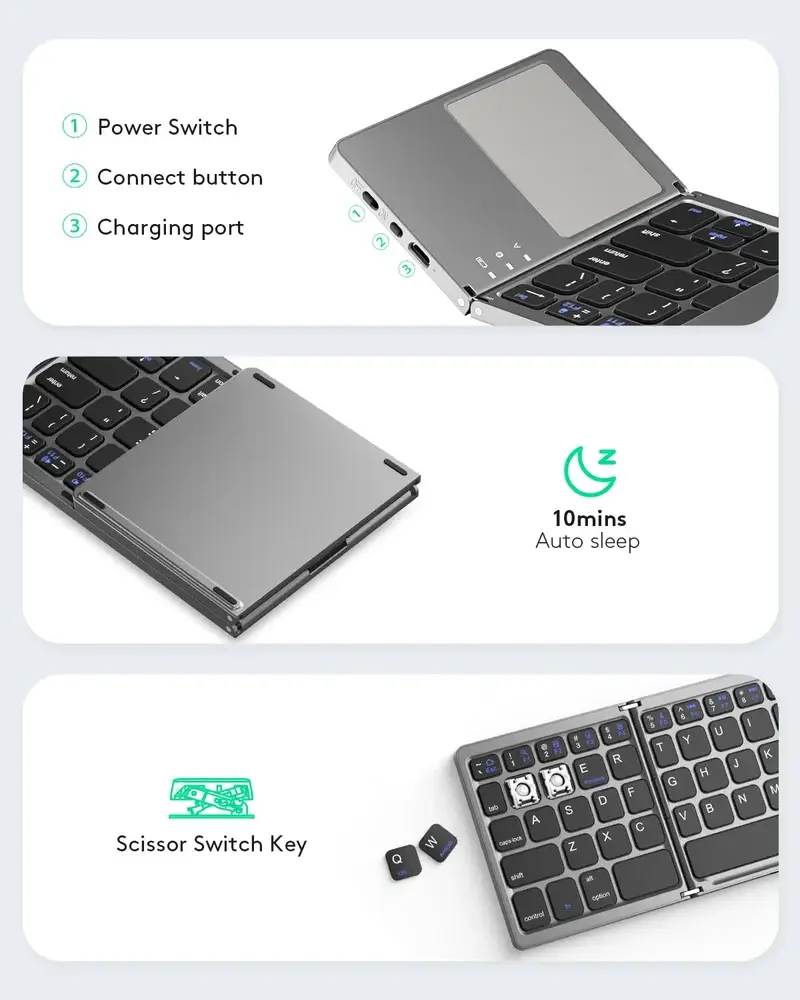 🔥Last Day Promotion 49% OFF🔥Foldable Bluetooth Keyboard with Touchpad