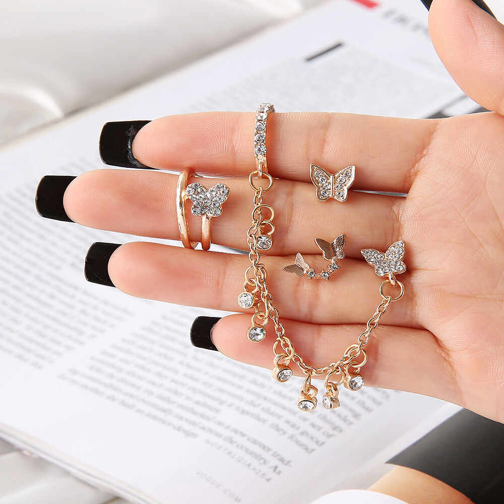 Mini Fashion Star Moon Butterfly Studs Earrings