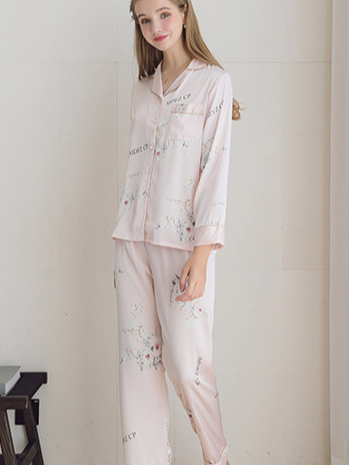 Regular Fit Casual Floral V Neck Long Sleeve Pajama Set