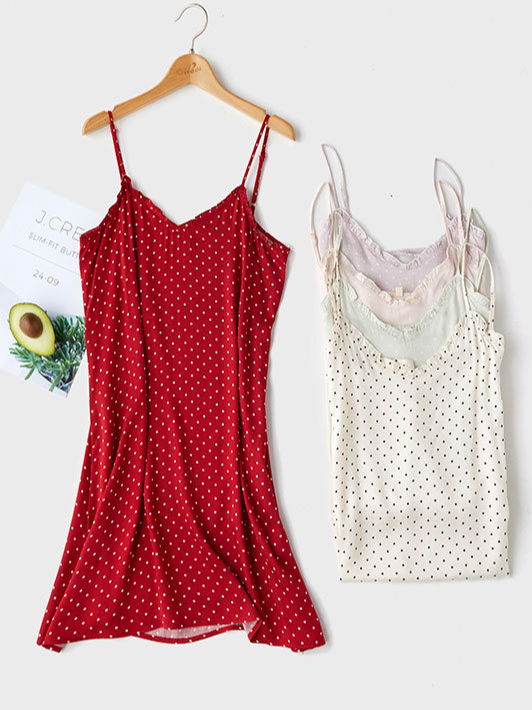 Loose Polka Dots Party Sleeveless Nightdress