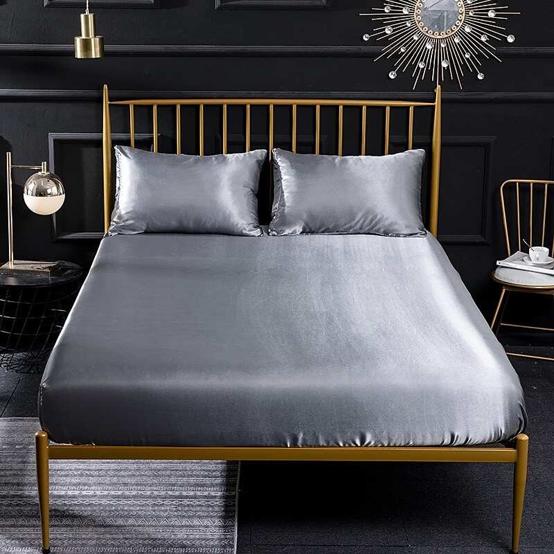 Silk Satin Fitted Sheet Bedding Fitted Sheet Hotel Home Bedroom