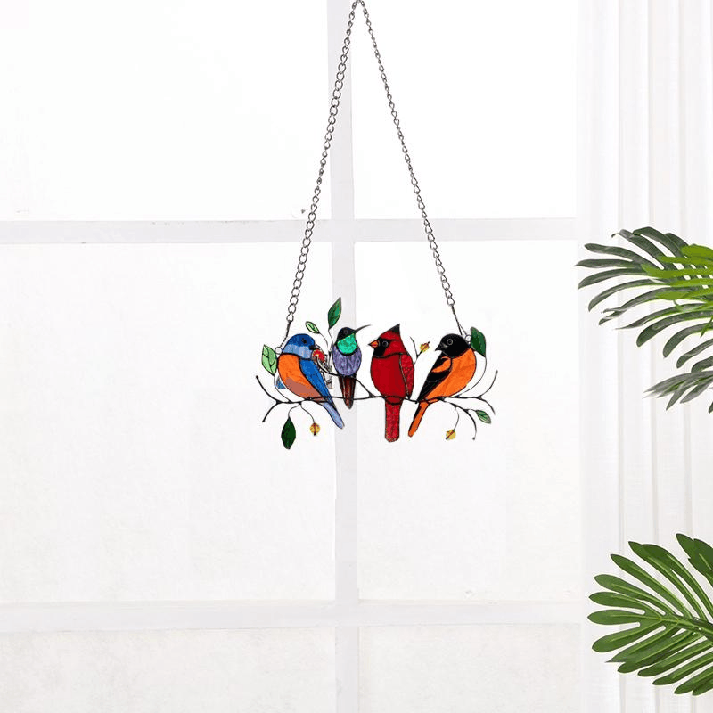 BIG SALE - 60% OFFThe Best Gift-Birds Stained  Window  Panel Hangings