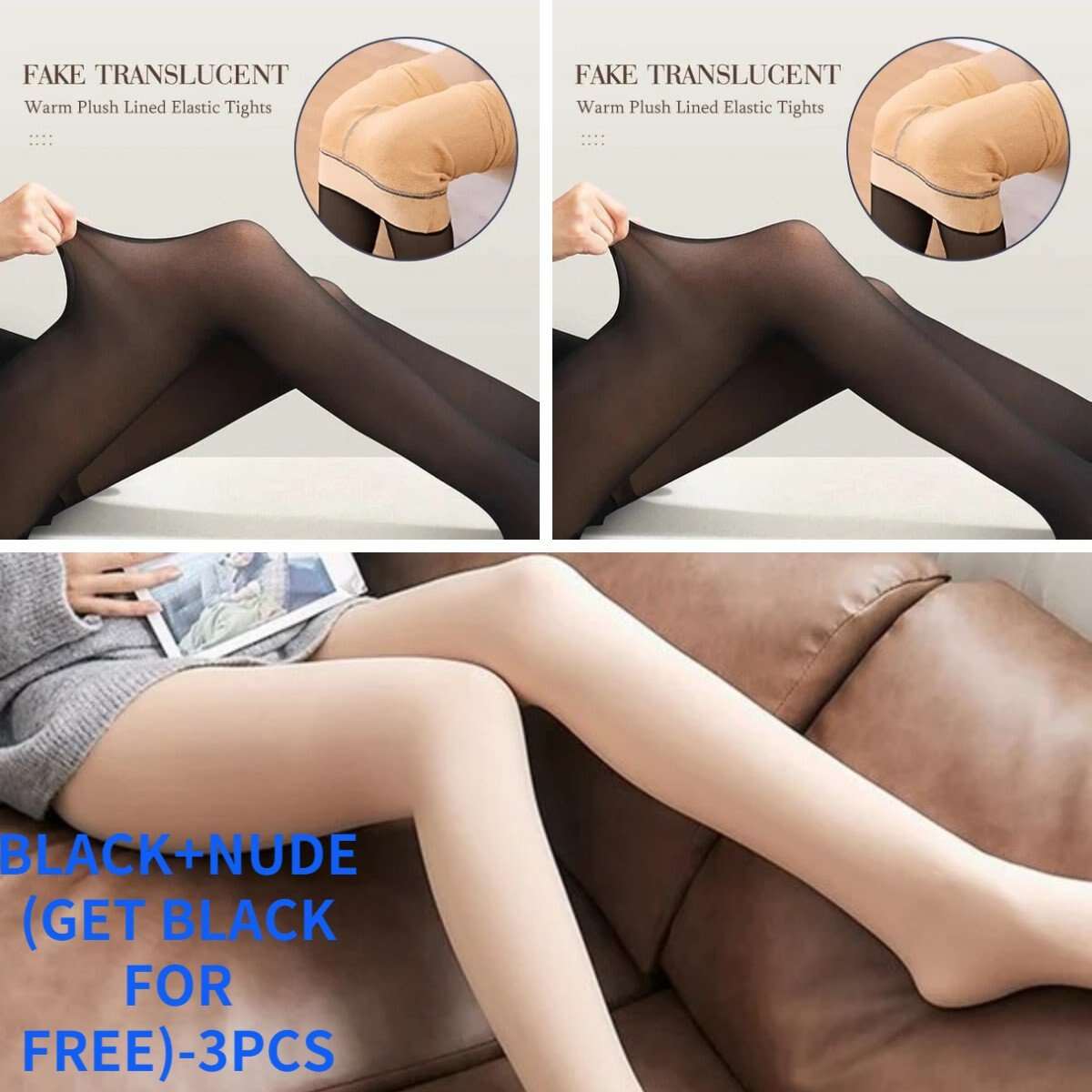 49% OFF-Flawless Legs Fake Translucent Warm Plush Lined Elastic Tights