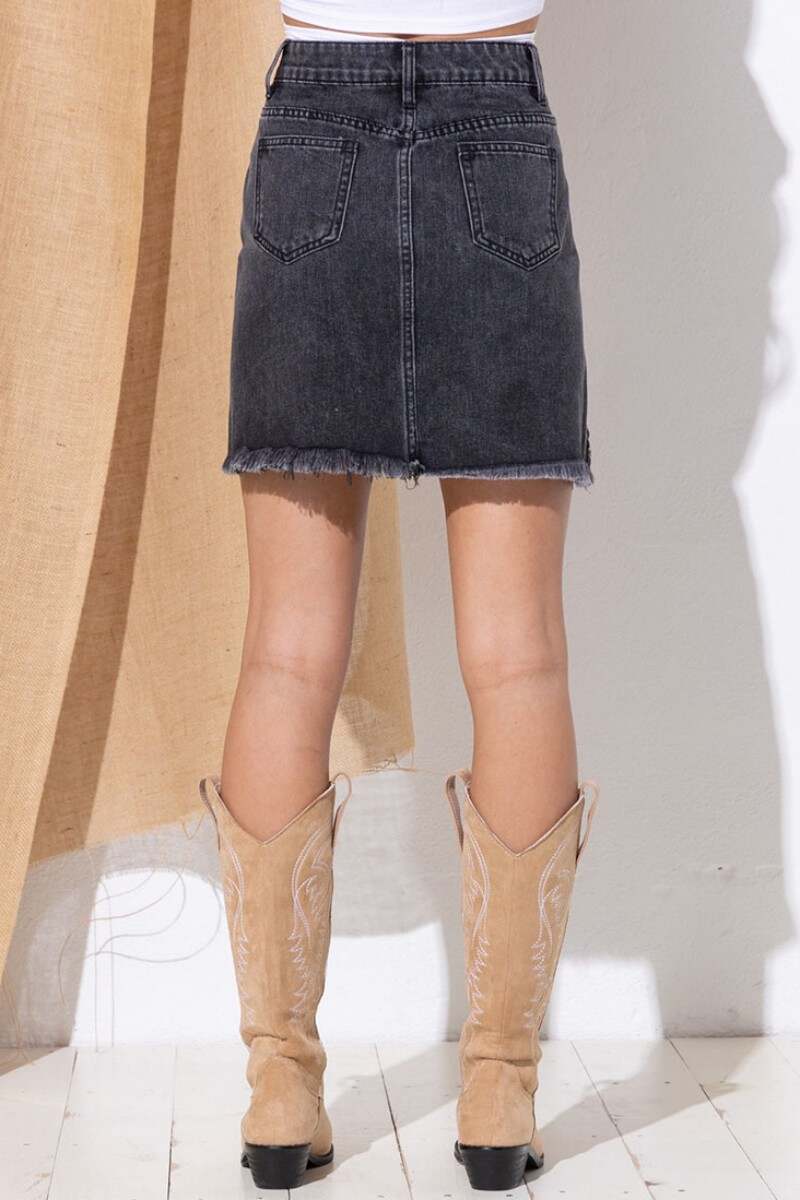 Black Casual Patchwork Tassel High Waist Skinny Denim Skirts