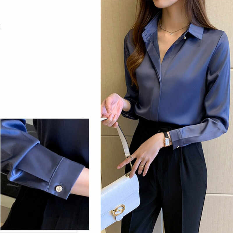 SILK SHIRTS WOMEN WHITE SHIRT WOMEN LONG SLEEVE SHIRTS BLOUSE