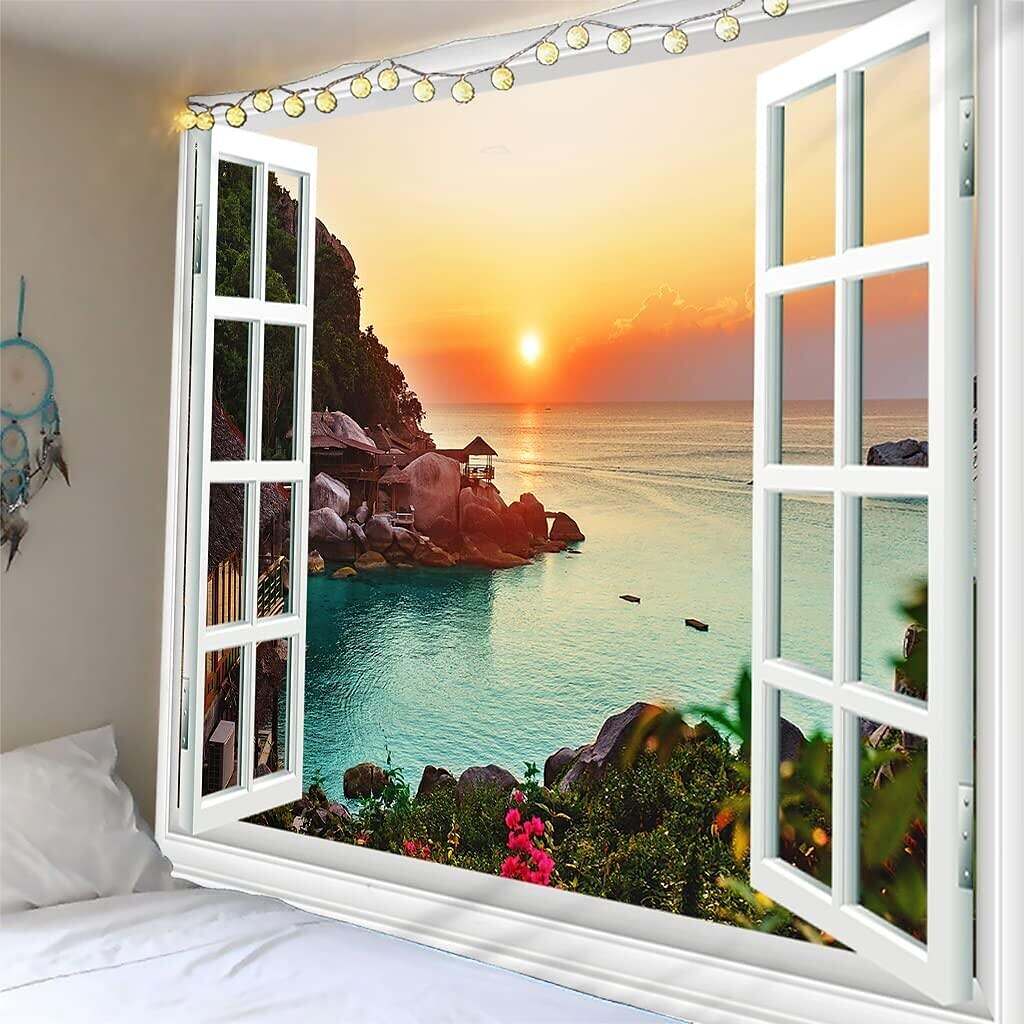 Sunset Ocean Wall Tapestry Art Decor Photograph Backdrop