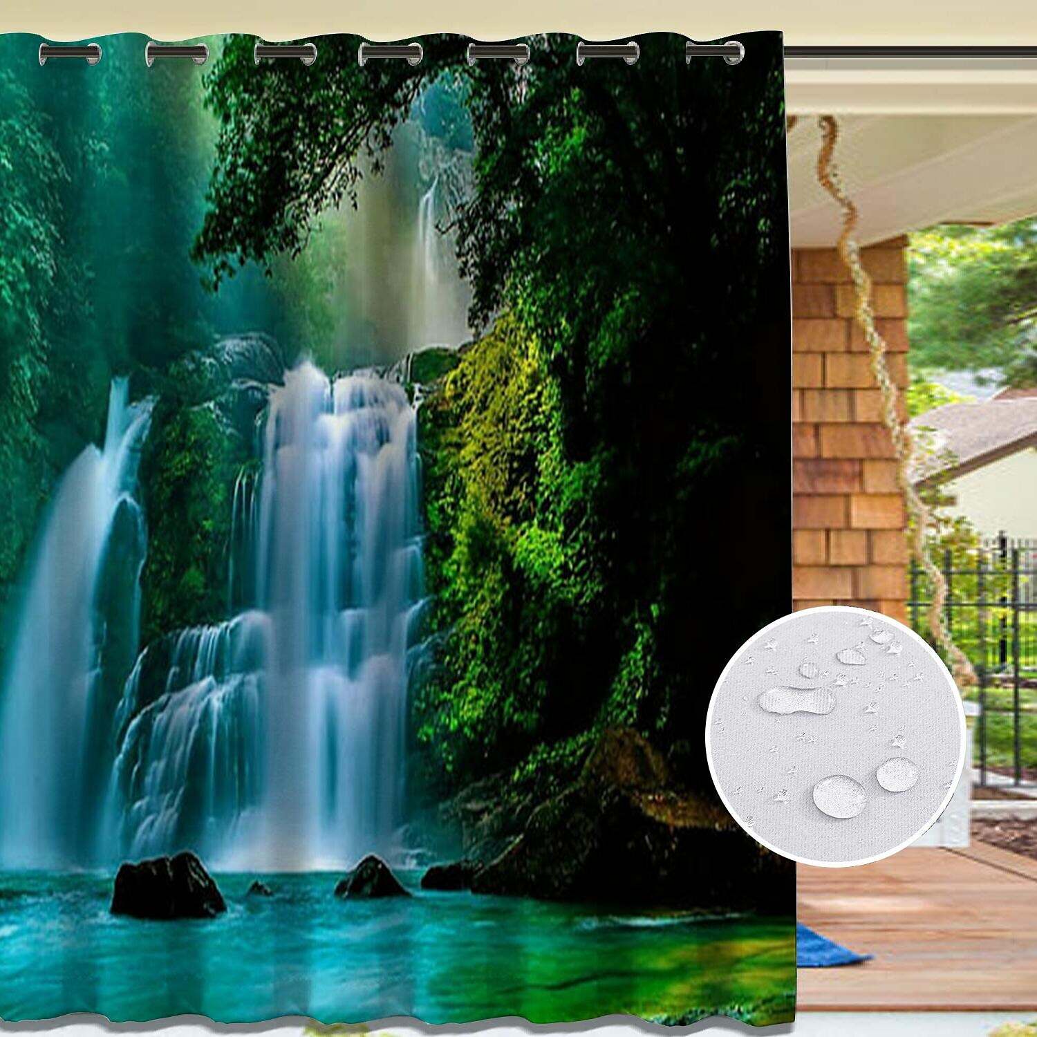 2 Panels Outdoor Curtain Privacy Waterproof