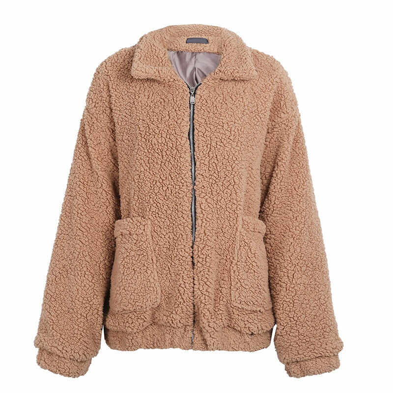 Faux lambswool oversized jacket