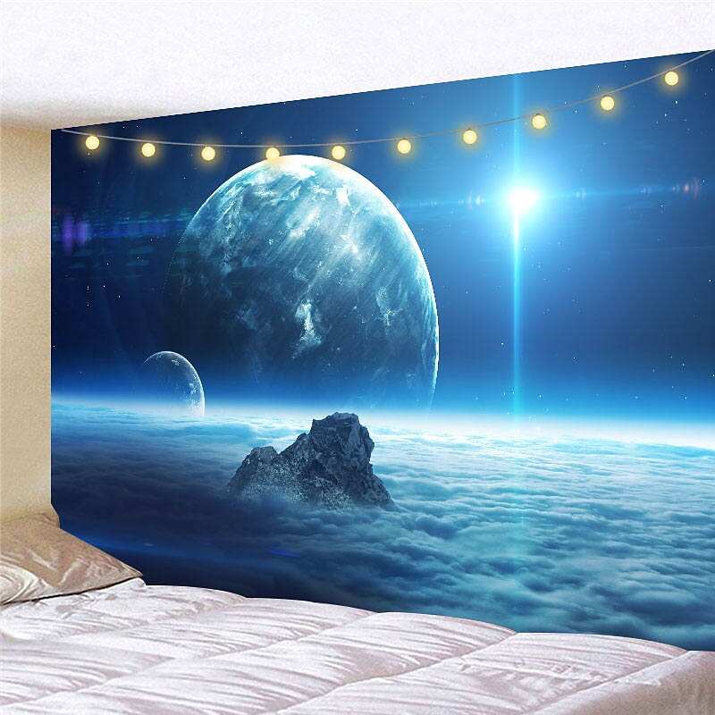 Landscape LED Lights Wall Tapestry Art Decor Universe Sky Moon Print