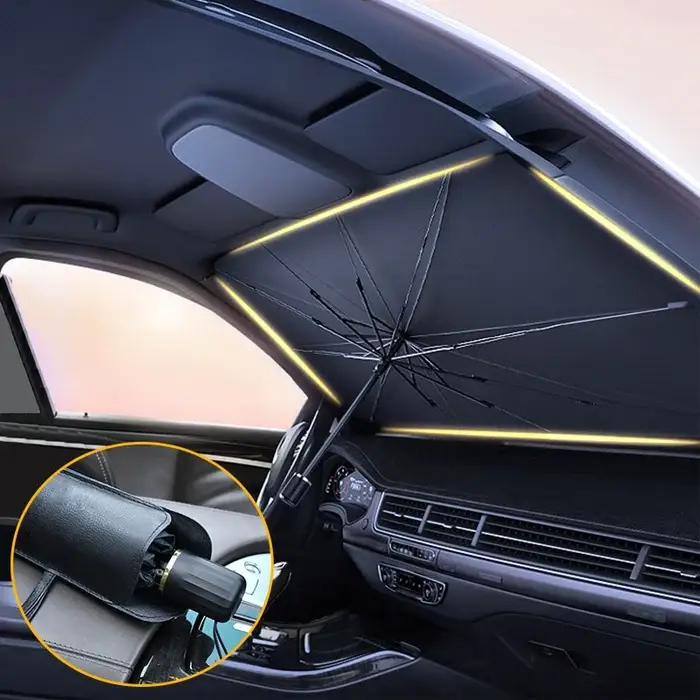 Car Windshield Sun Shade Umbrella - Foldable Car Umbrella Sunshade Cover UV Block Car Front Window (Heat Insulation Protection) for Auto Windshield Covers Most Cars