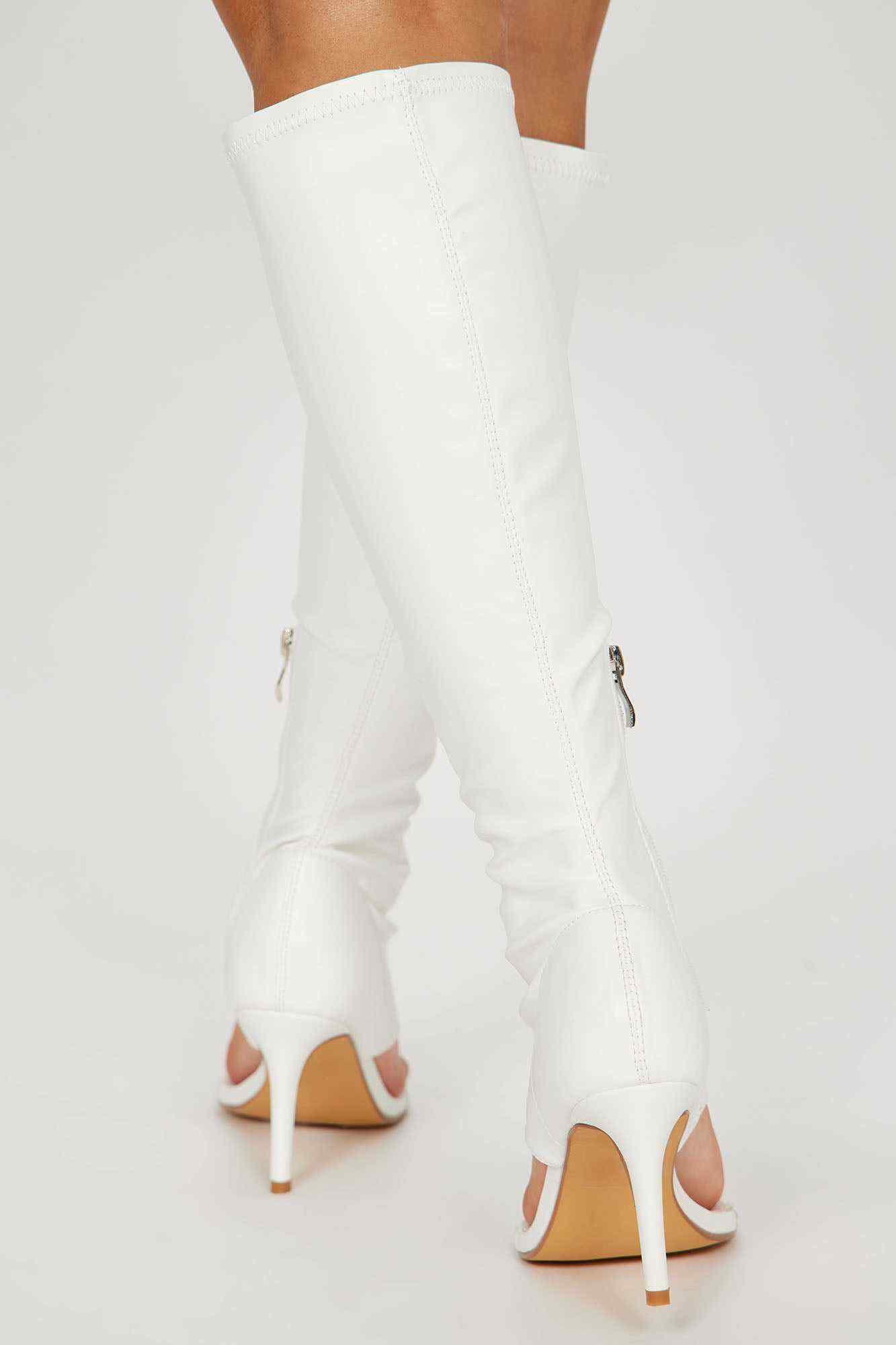 Annalise Knee High Heels   White