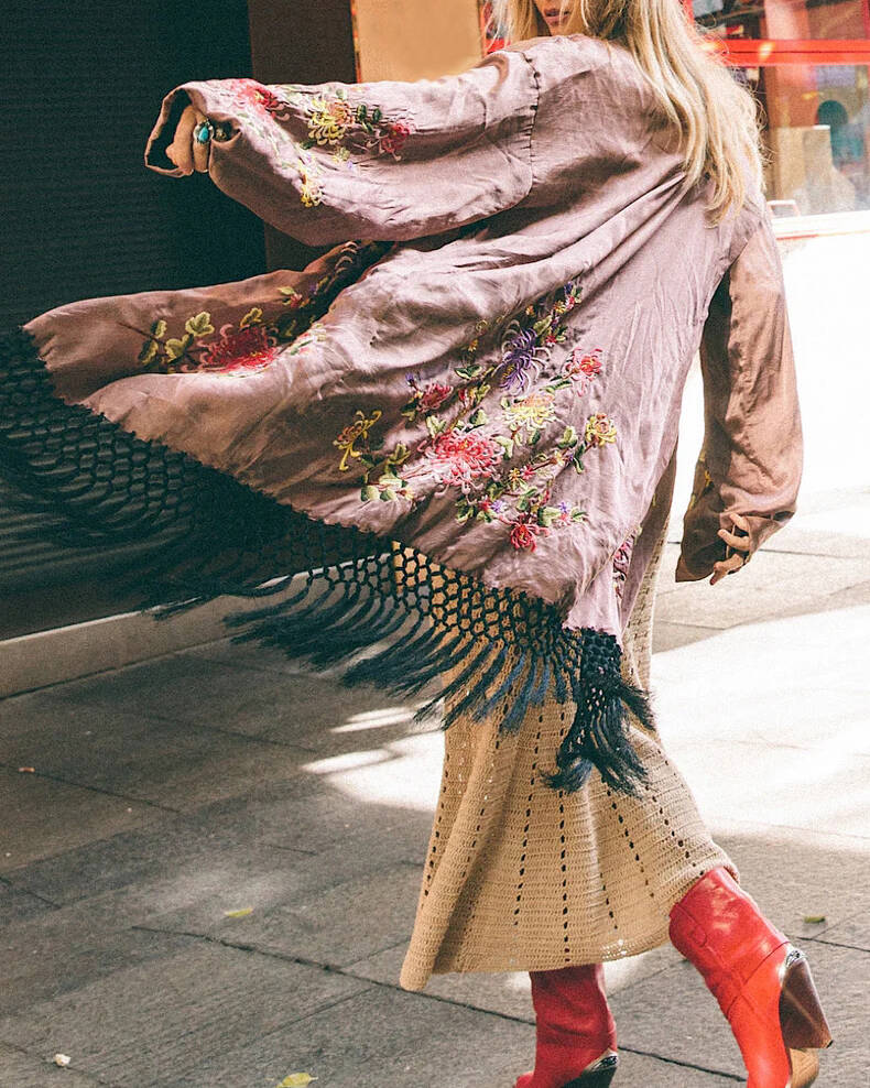 embroidered fringed cardigan