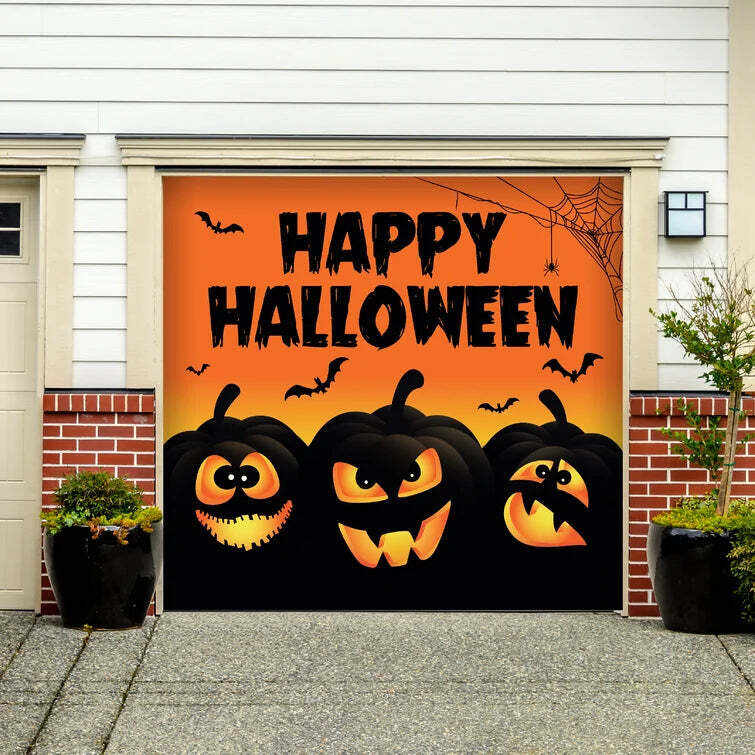 7' x 16' Happy Halloween Jack-Lanterns Garage Door Mural