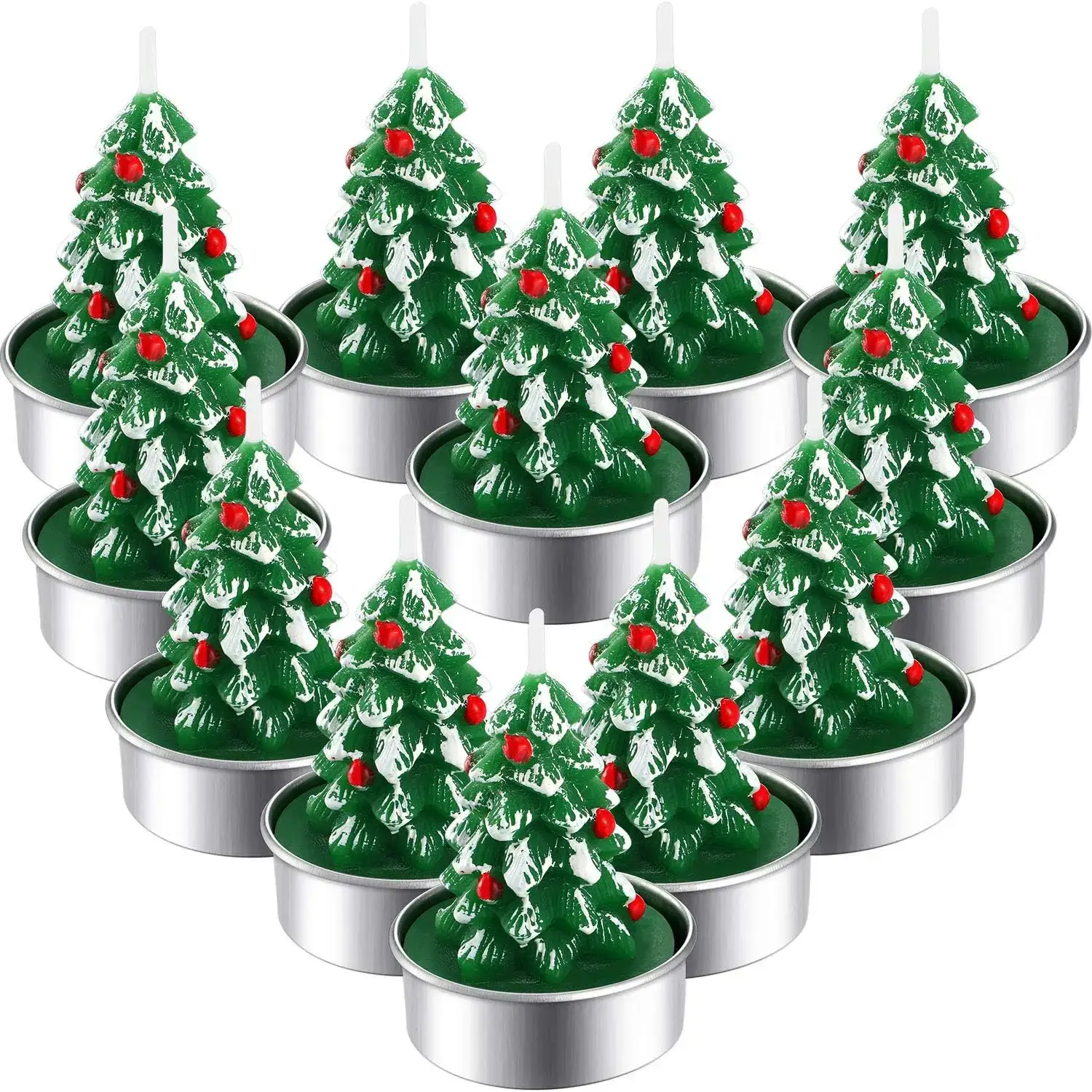 12 Pieces Christmas Tree Tealight Candles Handmade Delicate Tree Candles for Christmas Home Decoration Gifts