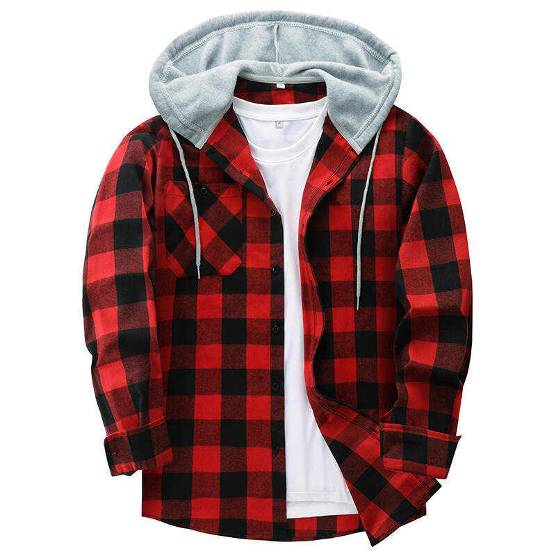 plaid hooded jacket - Buy 3 and get free shipping