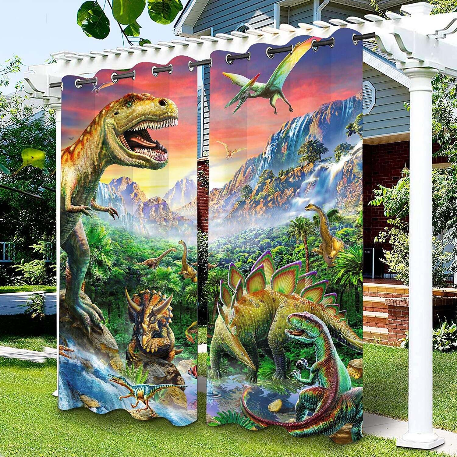 2 Panels Outdoor Curtain Privacy Waterproof