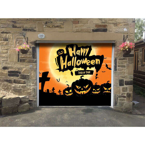 7' x 16' Happy Halloween Jack-Lanterns Garage Door Mural