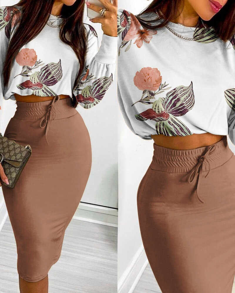 Drawstring Skirt Suits Bodycon