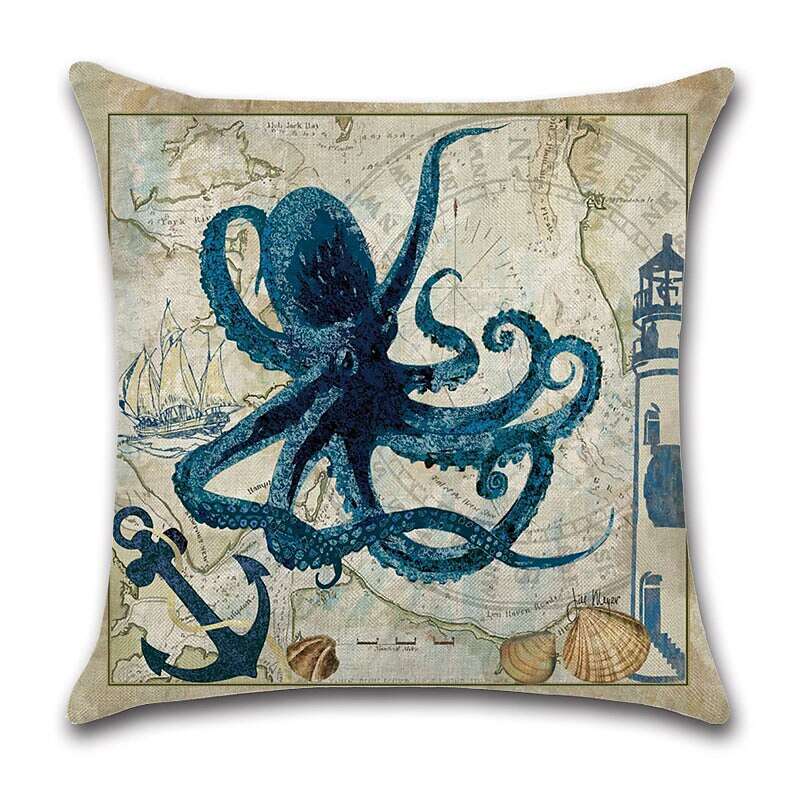 1pc Throw Pillow Cover Ocean Tutle Animal Zipper Traditional Classic Outdoor Cushion for Sofa Couch Bed Chair