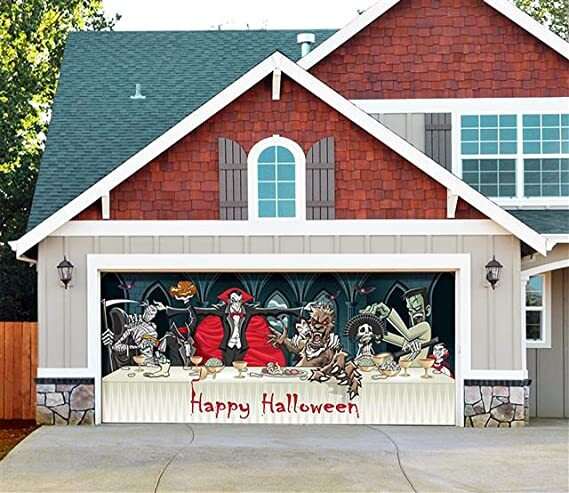 Dracula's Halloween Dinner - Outdoor Halloween Festive Garage Door Dec