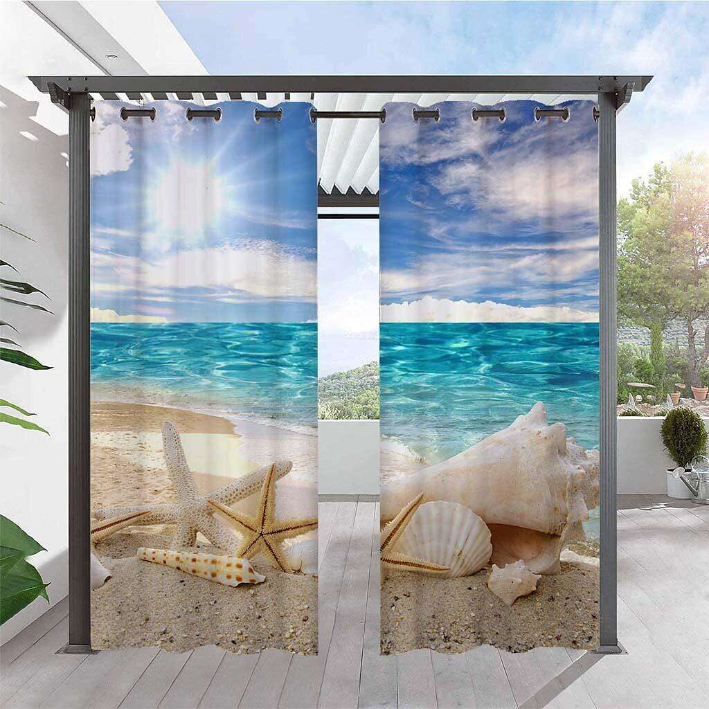 Waterproof Outdoor Curtain Privacy, Sliding Patio Curtain Farmhouse Drapes