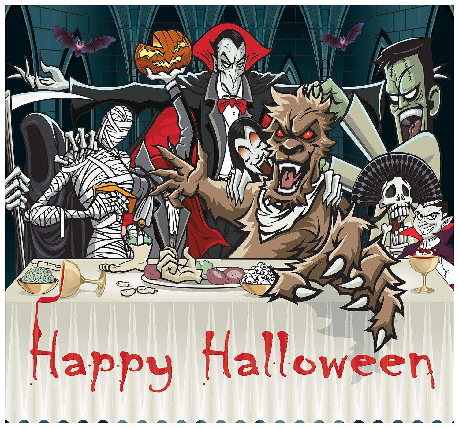 Dracula's Halloween Dinner - Outdoor Halloween Festive Garage Door Dec