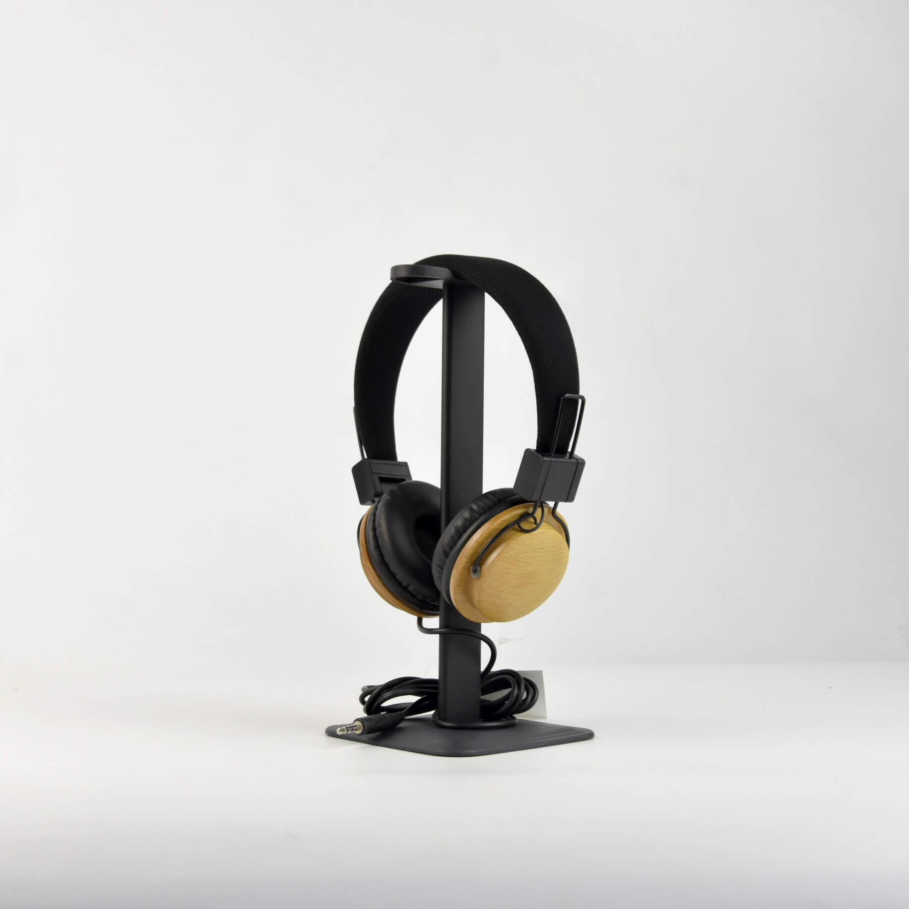 vintage style over ear headphones with real wood accents