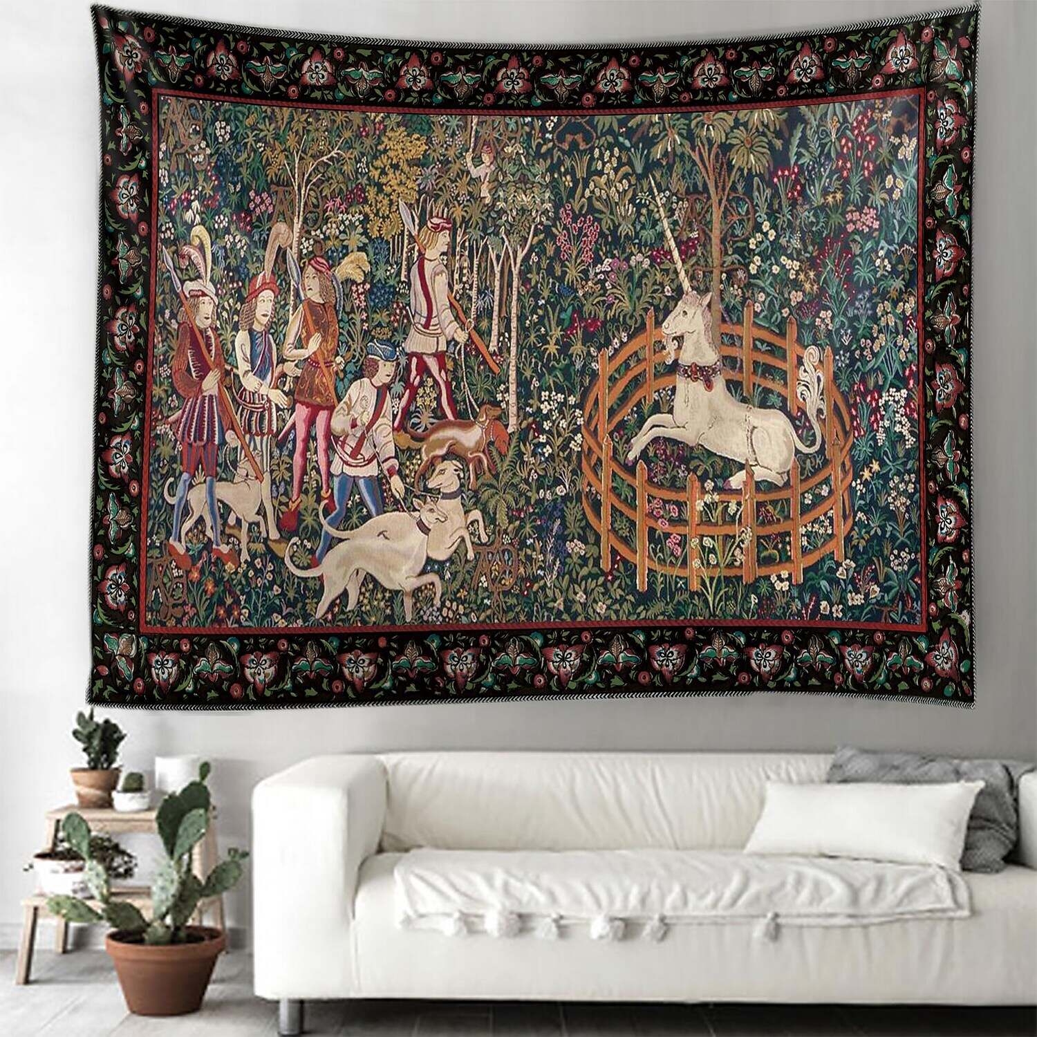 Medieval Lady Unicorn Wall Tapestry Art Decor