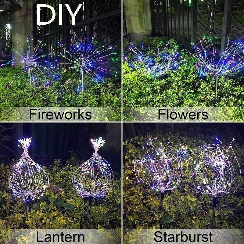 【Free Shipping】2Pc New Ground Plug Solar Fireworks Light LED