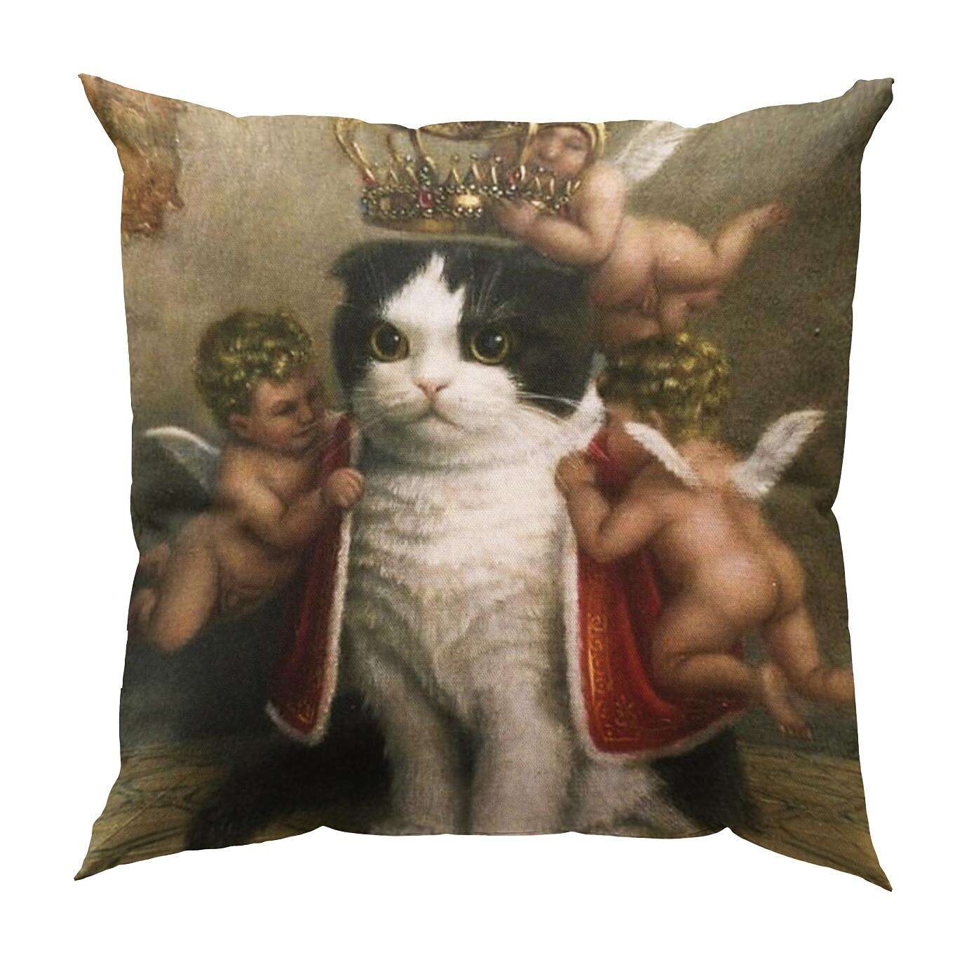 Funny Renaissance Cat Double Side Pillow Cover 4PC