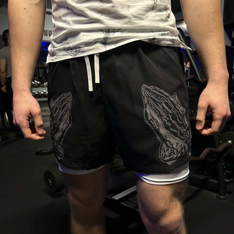 Men's Praying Hands Print Shorts