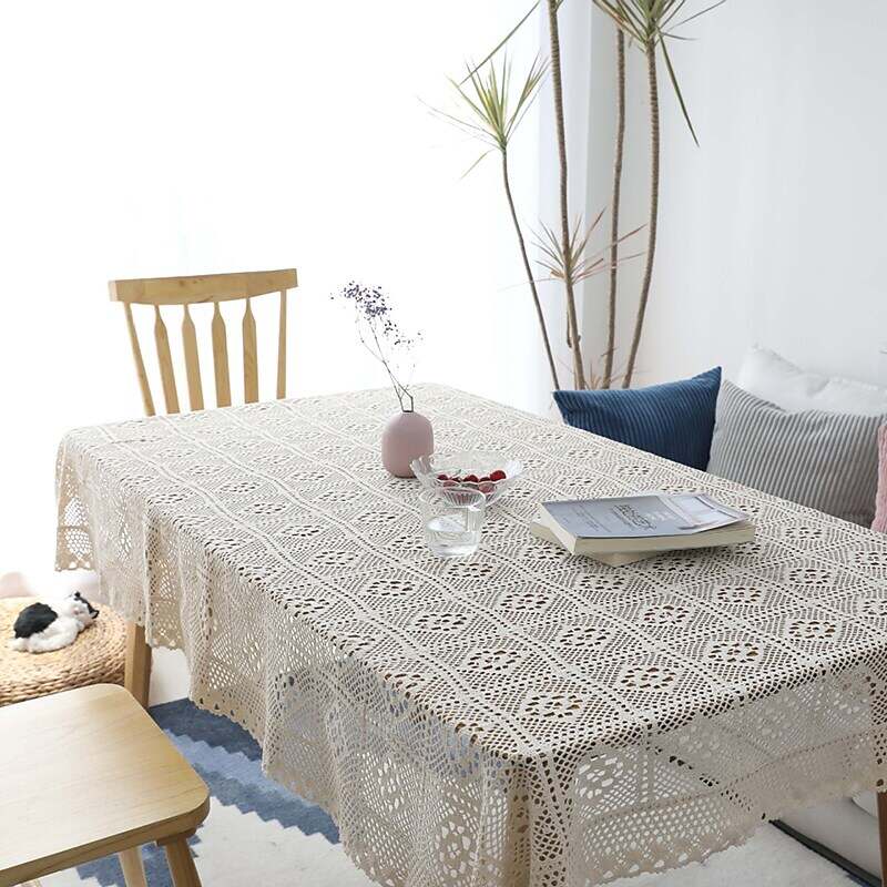 Round Tablecloth,Stain Resistance Cotton Lace Table Cloth