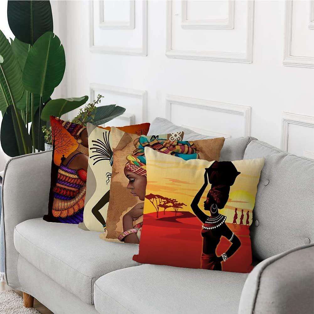 African Women Double Side Pillow Cover 4PC Soft