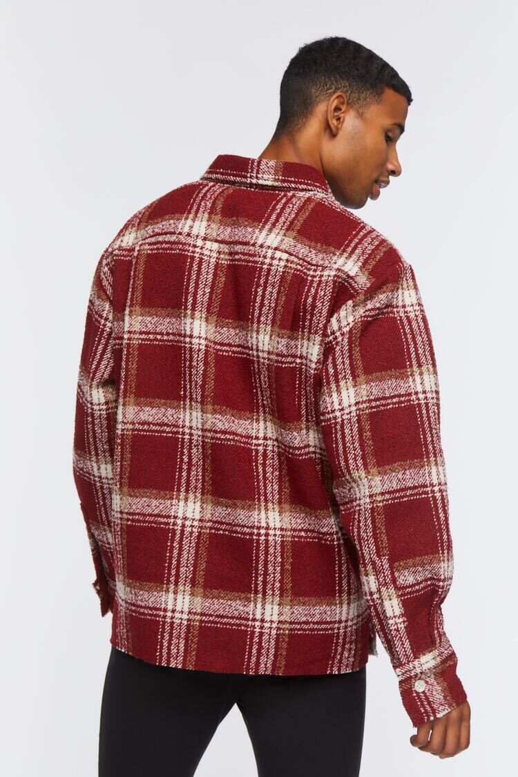 Men Apparel | Plaid Boucle Shirt Red Forever21 - JW67379