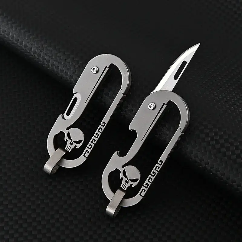 Multi-function keychain waist hanging portable folding knife