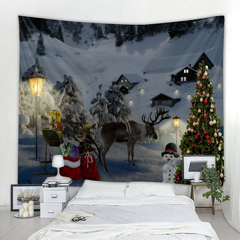 Christmas Elk Christmas Tree Tapestry Art Decor Home Bedroom Living Room