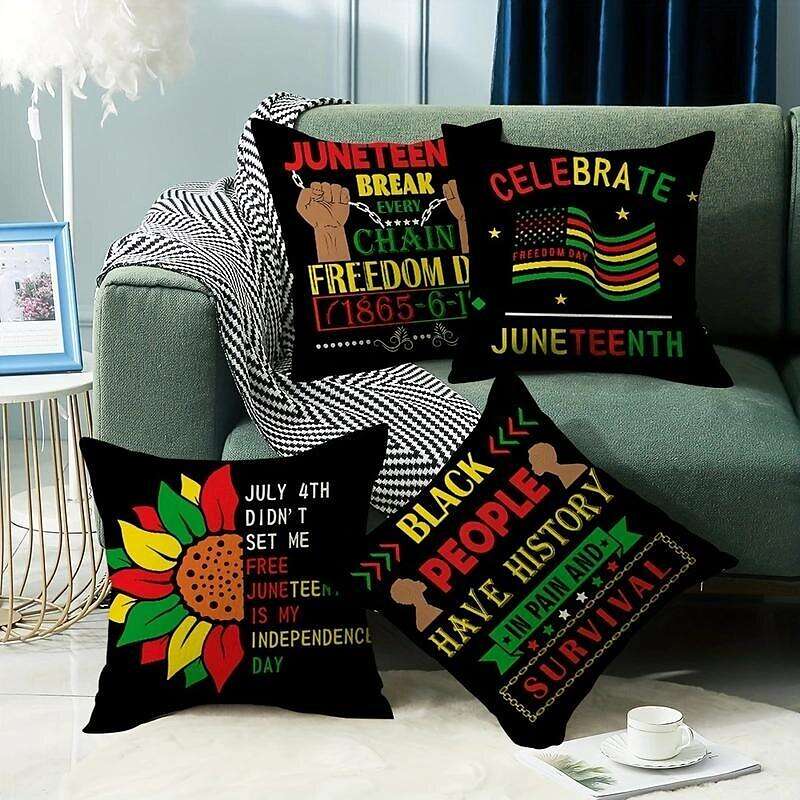 Black Freedom Day Juneteenth Double Side Pillow Cover 4PC