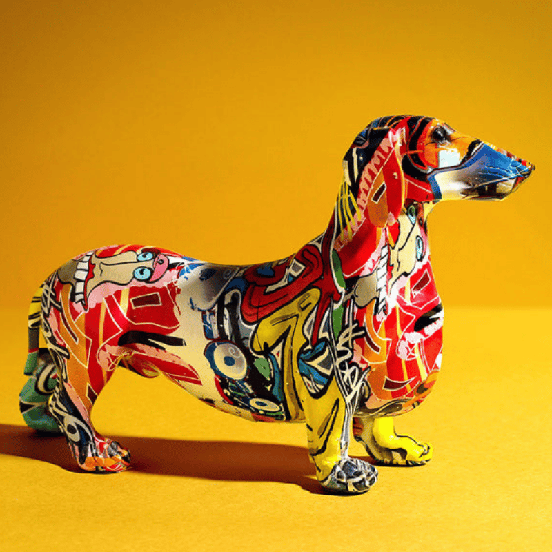 Nordic Painted Dachshund Statue