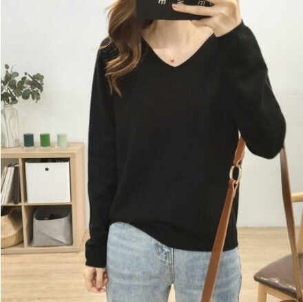 Solid Color Long-sleeved Sweater