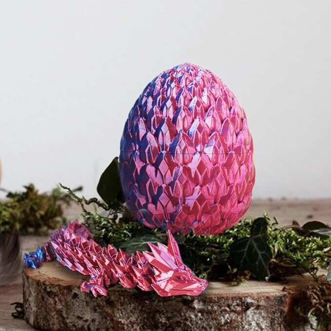 3D Printed Dragon in Egg, Beautiful Flexible Crystal Dragon,3D Printed Gifts for Adults and Kids